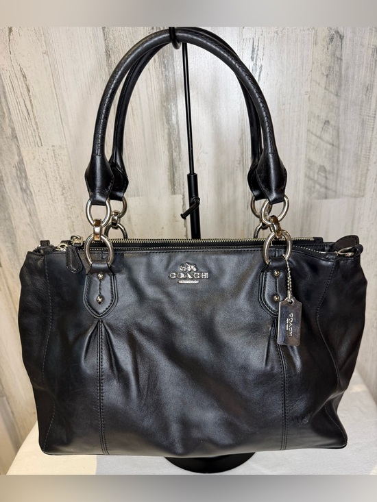 Coach Handbags - COACH Collette Black Leather Satchel Silver Hardware 2014 33447